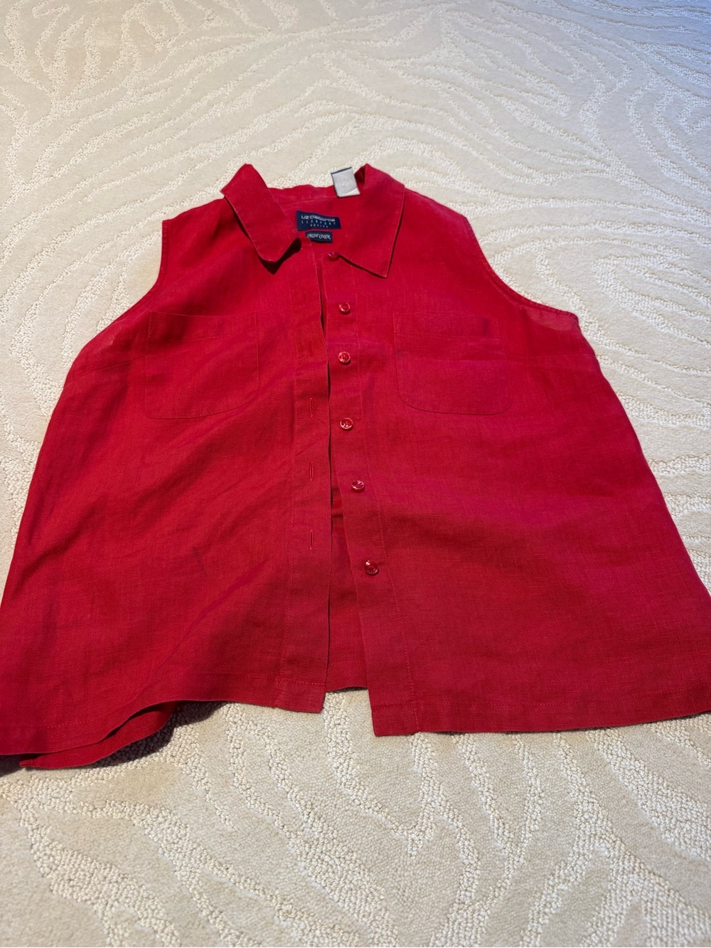 Liz Claiborne Red Sleeveless Button-Front Vest